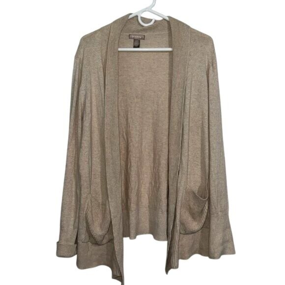 Womens Oatmeal Heather Open Front Cardigan XL/XG - Picture 1 of 8